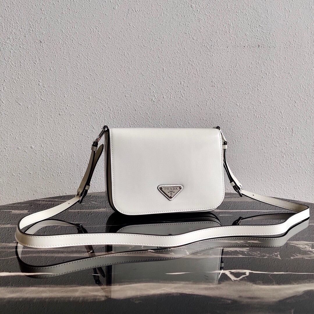 Prada Leather Shoulder Bag Tote White 1BD308